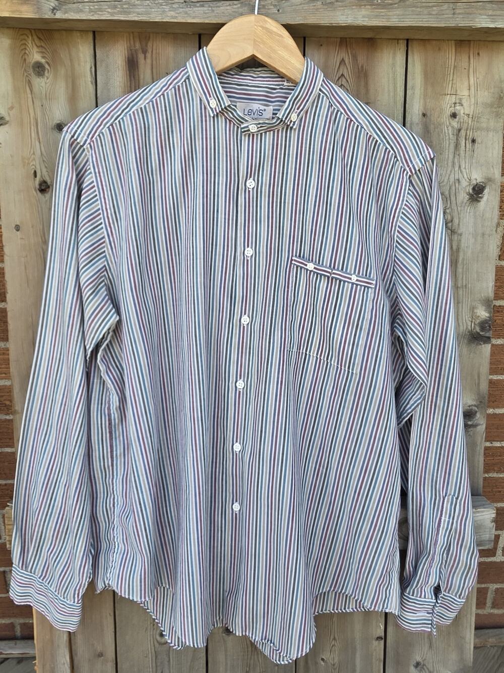 VTG Vintage Levi's Striped Button Up Mens Shirt Size Large